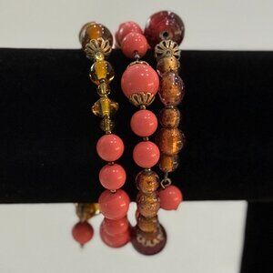 Retro Vintage Memory Wire Bead Bracelet